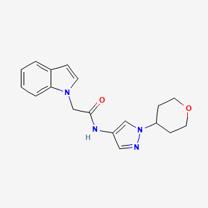 2-(1H-indol-1-yl)-N-(1-(tetrahydro-2H-pyran-4-yl)-1H-pyrazol-4-yl)acetamide