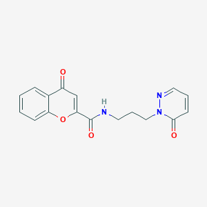 molecular formula C17H15N3O4 B2547292 4-oxo-N-(3-(6-oxopyridazin-1(6H)-yl)propyl)-4H-chromene-2-carboxamide CAS No. 1209431-50-4
