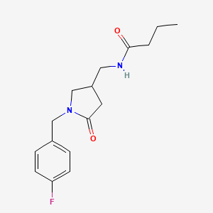molecular formula C16H21FN2O2 B2547295 N-((1-(4-氟苄基)-5-氧代吡咯烷-3-基)甲基)丁酰胺 CAS No. 954653-54-4