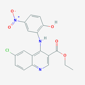 molecular formula C18H14ClN3O5 B254732 Ethyl 6-chloro-4-{2-hydroxy-5-nitroanilino}-3-quinolinecarboxylate 