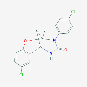 molecular formula C17H14Cl2N2O2 B2547321 8-chloro-3-(4-chlorophenyl)-2-methyl-5,6-dihydro-2H-2,6-methanobenzo[g][1,3,5]oxadiazocin-4(3H)-one CAS No. 687580-16-1