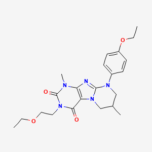 molecular formula C22H29N5O4 B2547329 3-(2-ethoxyethyl)-9-(4-ethoxyphenyl)-1,7-dimethyl-7,8-dihydro-6H-purino[7,8-a]pyrimidine-2,4-dione CAS No. 845805-19-8