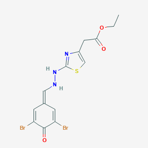 molecular formula C14H13Br2N3O3S B254733 ethyl 2-[2-[2-[(3,5-dibromo-4-oxocyclohexa-2,5-dien-1-ylidene)methyl]hydrazinyl]-1,3-thiazol-4-yl]acetate 