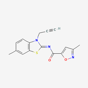 molecular formula C16H13N3O2S B2547332 (E)-3-methyl-N-(6-methyl-3-(prop-2-yn-1-yl)benzo[d]thiazol-2(3H)-ylidene)isoxazole-5-carboxamide CAS No. 946334-50-5