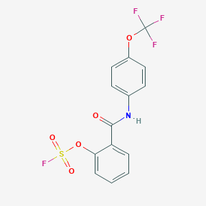 molecular formula C14H9F4NO5S B2547345 1-氟磺酰氧基-2-[[4-(三氟甲氧基)苯基]氨基甲酰基]苯 CAS No. 2416236-42-3