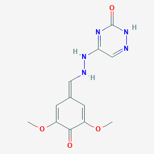 5-[2-[(3,5-dimethoxy-4-oxocyclohexa-2,5-dien-1-ylidene)methyl]hydrazinyl]-2H-1,2,4-triazin-3-one