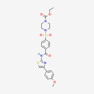 molecular formula C24H26N4O6S2 B2547351 4-((4-((4-(4-甲氧基苯基)噻唑-2-基)氨基甲酰基)苯基)磺酰基)哌嗪-1-羧酸乙酯 CAS No. 361174-18-7