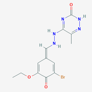 5-[2-[(Z)-(3-bromo-5-ethoxy-4-oxocyclohexa-2,5-dien-1-ylidene)methyl]hydrazinyl]-6-methyl-2H-1,2,4-triazin-3-one