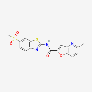 molecular formula C17H13N3O4S2 B2547366 5-methyl-N-(6-(methylsulfonyl)benzo[d]thiazol-2-yl)furo[3,2-b]pyridine-2-carboxamide CAS No. 941969-65-9