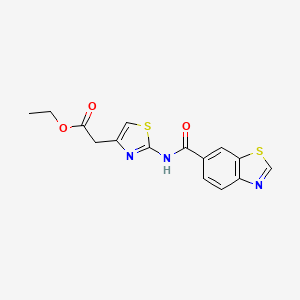 molecular formula C15H13N3O3S2 B2547372 Ethyl 2-(2-(benzo[d]thiazole-6-carboxamido)thiazol-4-yl)acetate CAS No. 681167-97-5