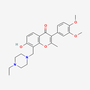 molecular formula C25H30N2O5 B2547375 3-(3,4-dimethoxyphenyl)-8-((4-ethylpiperazin-1-yl)methyl)-7-hydroxy-2-methyl-4H-chromen-4-one CAS No. 846580-49-2