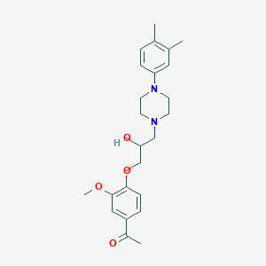 molecular formula C24H32N2O4 B2547376 1-(4-{3-[4-(3,4-Dimethylphenyl)piperazin-1-yl]-2-hydroxypropoxy}-3-methoxyphenyl)ethan-1-one CAS No. 799257-94-6