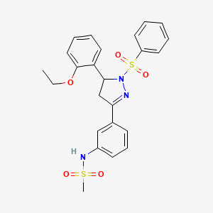 molecular formula C24H25N3O5S2 B2547380 N-(3-(5-(2-ethoxyphenyl)-1-(phenylsulfonyl)-4,5-dihydro-1H-pyrazol-3-yl)phenyl)methanesulfonamide CAS No. 852141-81-2