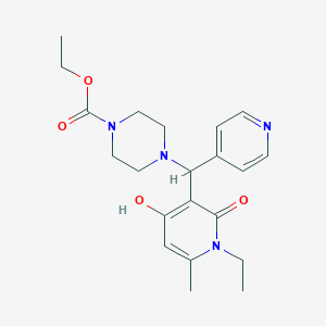 Ethyl 4-((1-ethyl-4-hydroxy-6-methyl-2-oxo-1,2-dihydropyridin-3-yl)(pyridin-4-yl)methyl)piperazine-1-carboxylate