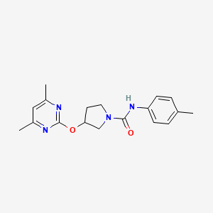 molecular formula C18H22N4O2 B2547392 3-((4,6-dimethylpyrimidin-2-yl)oxy)-N-(p-tolyl)pyrrolidine-1-carboxamide CAS No. 2034317-24-1