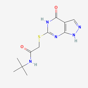 molecular formula C11H15N5O2S B2547394 N-tert-butyl-2-({4-oxo-1H,4H,5H-pyrazolo[3,4-d]pyrimidin-6-yl}sulfanyl)acetamide CAS No. 877630-59-6