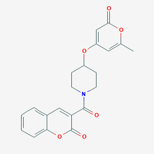 molecular formula C21H19NO6 B2547396 3-(4-((6-methyl-2-oxo-2H-pyran-4-yl)oxy)piperidine-1-carbonyl)-2H-chromen-2-one CAS No. 1795448-56-4