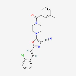 (E)-2-(2-chlorostyryl)-5-(4-(3-methylbenzoyl)piperazin-1-yl)oxazole-4-carbonitrile