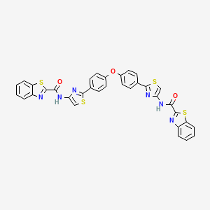 molecular formula C34H20N6O3S4 B2547406 N-[2-[4-[4-[4-(1,3-benzothiazole-2-carbonylamino)-1,3-thiazol-2-yl]phenoxy]phenyl]-1,3-thiazol-4-yl]-1,3-benzothiazole-2-carboxamide CAS No. 477535-97-0
