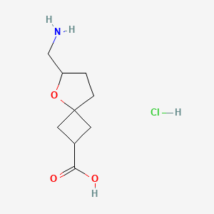 molecular formula C9H16ClNO3 B2547408 6-(氨甲基)-5-氧杂螺[3.4]辛烷-2-羧酸;盐酸盐 CAS No. 2580218-00-2