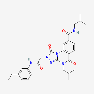 molecular formula C28H34N6O4 B2547410 2-(2-((3-ethylphenyl)amino)-2-oxoethyl)-N,4-diisobutyl-1,5-dioxo-1,2,4,5-tetrahydro-[1,2,4]triazolo[4,3-a]quinazoline-8-carboxamide CAS No. 1223913-62-9