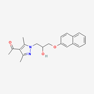 molecular formula C20H22N2O3 B2547411 1-{1-[2-hydroxy-3-(naphthalen-2-yloxy)propyl]-3,5-dimethyl-1H-pyrazol-4-yl}ethan-1-one CAS No. 890643-99-9