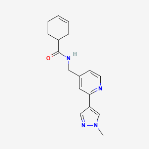 molecular formula C17H20N4O B2547412 N-((2-(1-methyl-1H-pyrazol-4-yl)pyridin-4-yl)methyl)cyclohex-3-enecarboxamide CAS No. 2034468-06-7