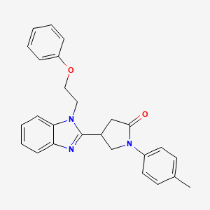 molecular formula C26H25N3O2 B2547414 1-(4-甲基苯基)-4-[1-(2-苯氧基乙基)苯并咪唑-2-基]吡咯烷-2-酮 CAS No. 847182-83-6
