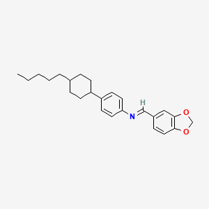 molecular formula C25H31NO2 B2547416 N-[(E)-1,3-ベンゾジオキソール-5-イルメチリデン]-4-(4-ペンチルシクロヘキシル)アニリン CAS No. 477890-22-5