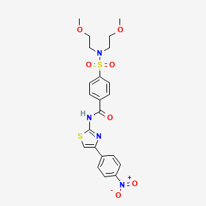 molecular formula C22H24N4O7S2 B2547417 4-[双(2-甲氧基乙基)磺酰基]-N-[4-(4-硝基苯基)-1,3-噻唑-2-基]苯甲酰胺 CAS No. 361159-62-8