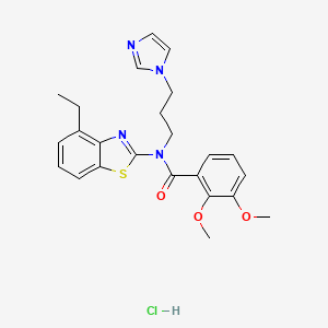 molecular formula C24H27ClN4O3S B2547423 N-(3-(1H-imidazol-1-yl)propyl)-N-(4-ethylbenzo[d]thiazol-2-yl)-2,3-dimethoxybenzamide hydrochloride CAS No. 1219189-67-9