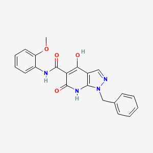 molecular formula C21H18N4O4 B2547427 1-benzyl-4-hydroxy-N~5~-(2-methoxyphenyl)-6-oxo-6,7-dihydro-1H-pyrazolo[3,4-b]pyridine-5-carboxamide CAS No. 1251708-84-5