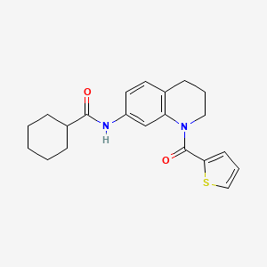 molecular formula C21H24N2O2S B2547428 N-[1-(2-thienylcarbonyl)-1,2,3,4-tetrahydroquinolin-7-yl]cyclohexanecarboxamide CAS No. 946218-83-3