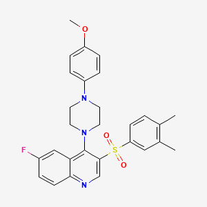 molecular formula C28H28FN3O3S B2547429 3-((3,4-Dimethylphenyl)sulfonyl)-6-fluoro-4-(4-(4-methoxyphenyl)piperazin-1-yl)quinoline CAS No. 899760-23-7