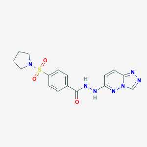 molecular formula C16H17N7O3S B254743 4-(1-pyrrolidinylsulfonyl)-N'-[1,2,4]triazolo[4,3-b]pyridazin-6-ylbenzohydrazide 
