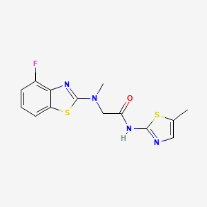 molecular formula C14H13FN4OS2 B2547431 2-((4-氟代苯并[d]噻唑-2-基)(甲基)氨基)-N-(5-甲基噻唑-2-基)乙酰胺 CAS No. 1351662-30-0
