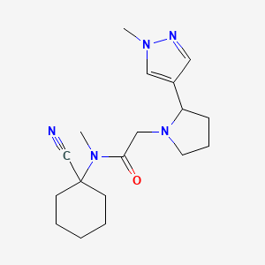 molecular formula C18H27N5O B2547432 N-(1-cyanocyclohexyl)-N-methyl-2-[2-(1-methyl-1H-pyrazol-4-yl)pyrrolidin-1-yl]acetamide CAS No. 1333692-59-3