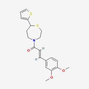 molecular formula C20H23NO3S2 B2547448 (E)-3-(3,4-dimethoxyphenyl)-1-(7-(thiophen-2-yl)-1,4-thiazepan-4-yl)prop-2-en-1-one CAS No. 1706495-27-3