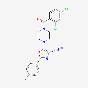 molecular formula C22H18Cl2N4O2 B2547453 5-(4-(2,4-二氯苯甲酰)哌嗪-1-基)-2-(对甲苯基)恶唑-4-腈 CAS No. 946377-32-8