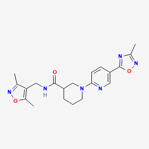 molecular formula C20H24N6O3 B2547459 N-[(3,5-dimethylisoxazol-4-yl)methyl]-1-[5-(3-methyl-1,2,4-oxadiazol-5-yl)pyridin-2-yl]piperidine-3-carboxamide CAS No. 1396810-37-9