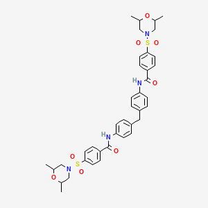 molecular formula C39H44N4O8S2 B2547460 4-(2,6-dimethylmorpholin-4-yl)sulfonyl-N-[4-[[4-[[4-(2,6-dimethylmorpholin-4-yl)sulfonylbenzoyl]amino]phenyl]methyl]phenyl]benzamide CAS No. 374566-16-2