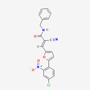 molecular formula C21H14ClN3O4 B2547462 (E)-N-苄基-3-[5-(4-氯-2-硝基苯基)呋喃-2-基]-2-氰基丙-2-烯酰胺 CAS No. 306312-55-0
