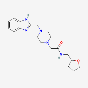 molecular formula C19H27N5O2 B2547471 2-(4-((1H-benzo[d]imidazol-2-yl)methyl)piperazin-1-yl)-N-((tetrahydrofuran-2-yl)methyl)acetamide CAS No. 1171202-96-2