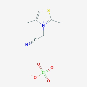 molecular formula C7H9ClN2O4S B2547488 3-(Cyanomethyl)-2,4-dimethyl-1,3-thiazol-3-ium perchlorate CAS No. 67145-86-2