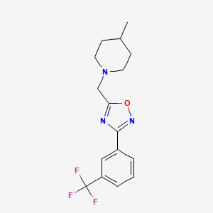 molecular formula C16H18F3N3O B2547494 4-Methyl-1-({3-[3-(trifluoromethyl)phenyl]-1,2,4-oxadiazol-5-yl}methyl)piperidine CAS No. 860787-32-2