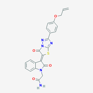 molecular formula C23H17N5O4S B254750 2-[3-(2-[4-(allyloxy)phenyl]-6-oxo[1,3]thiazolo[3,2-b][1,2,4]triazol-5(6H)-ylidene)-2-oxo-2,3-dihydro-1H-indol-1-yl]acetamide 