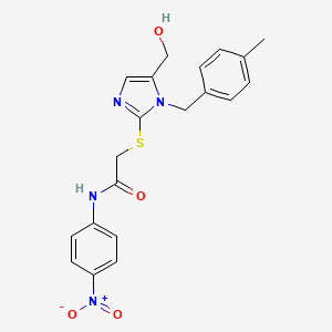 2-((5-(hydroxymethyl)-1-(4-methylbenzyl)-1H-imidazol-2-yl)thio)-N-(4-nitrophenyl)acetamide