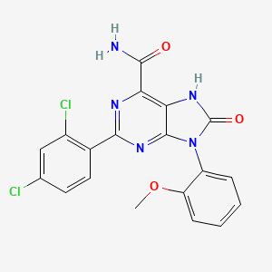 molecular formula C19H13Cl2N5O3 B2547502 2-(2,4-dichlorophenyl)-9-(2-methoxyphenyl)-8-oxo-8,9-dihydro-7H-purine-6-carboxamide CAS No. 869069-52-3