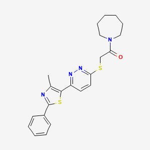 molecular formula C22H24N4OS2 B2547506 1-({[6-(4-Methyl-2-phenyl-1,3-thiazol-5-yl)pyridazin-3-yl]thio}acetyl)azepane CAS No. 892416-31-8