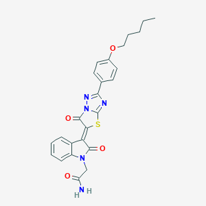 molecular formula C25H23N5O4S B254751 2-[2-oxo-3-(6-oxo-2-[4-(pentyloxy)phenyl][1,3]thiazolo[3,2-b][1,2,4]triazol-5(6H)-ylidene)-2,3-dihydro-1H-indol-1-yl]acetamide 